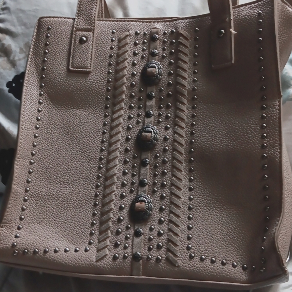 Brand new leather American Bling handbag tan leather with embellishments